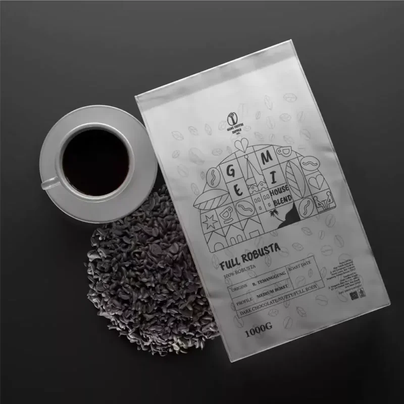 Kemasan premium biji kopi robusta 100% full body