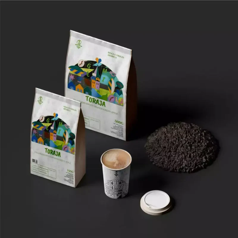 Kemasan premium biji kopi Toraja Mamasa dengan One Way Valve untuk menjaga aroma klasik earthy.