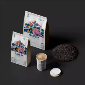 Kemasan premium biji kopi Flores Semi-Wash Gemi dengan One Way Valve untuk menjaga aroma earthy.